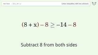 14 Less Than Or Equal To 8x  Solve Linear Inequalities With One Unknown