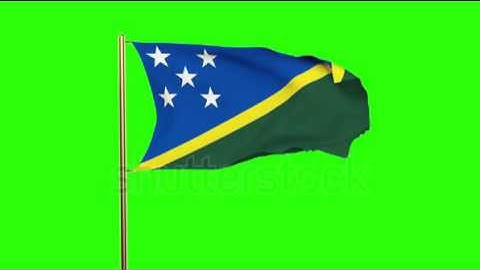 Solomon Islands flag waving in the wind. Green screen, alpha matte. Loopable animation Stock video
