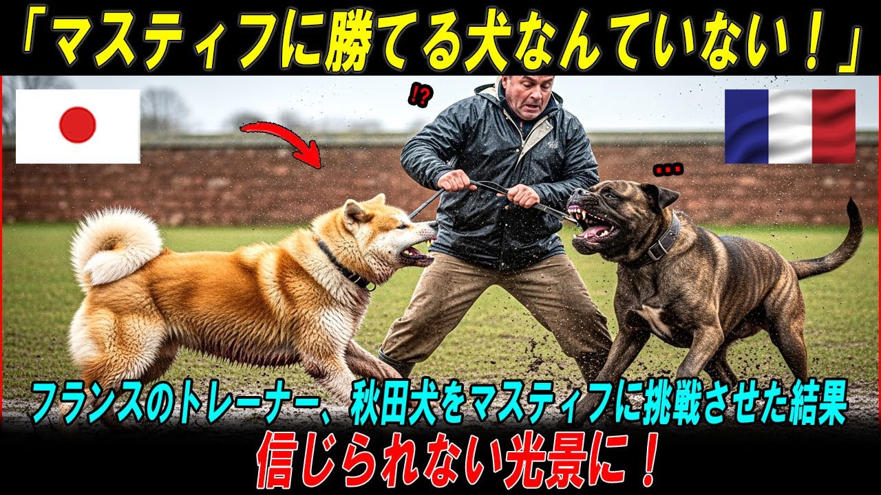 「マスティフに勝てる犬なんていない！」――フランスのトレーナーが秋田犬に挑戦させた結果…信じられない結末に！【海外の反応】 #海外の反応  #海外の話 #海外の感動話  #秋田犬
