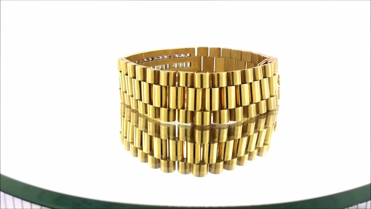 Men's Rolex Style Diamond Bracelet in 18k Yellow Gold - YouTube