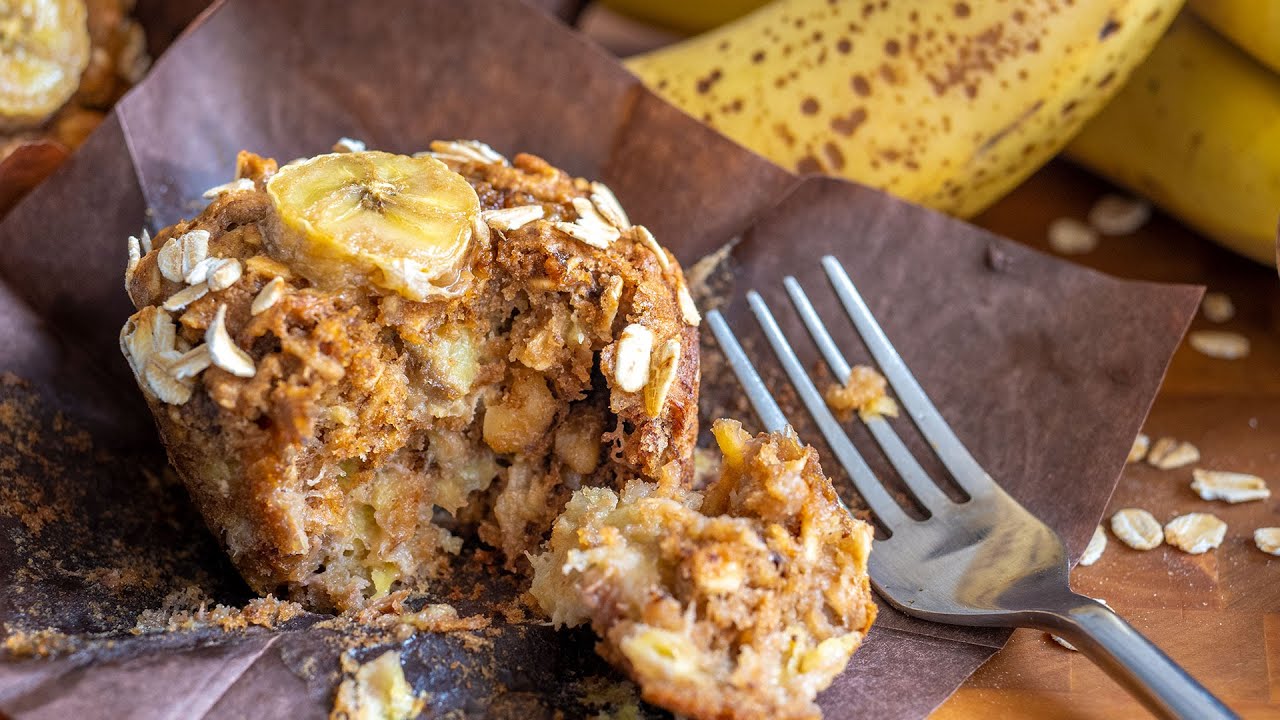 バナナ＆オートミールのヘルシーマフィン ✴︎ Healthy banana and oatmeal muffins recipe 作り方 & レシピ