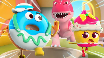 Dino Is Coming! | Donut, Burger, Cupcake | Yummy Foods Animation | Kids Cartoon | BabyBus