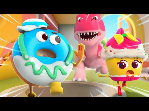 Dino Is Coming! | Donut, Burger, Cupcake | Yummy Foods Animation | Kids Cartoon | BabyBus