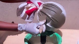 New way to Make Cement Pot from old cloth/Cement craft ideas