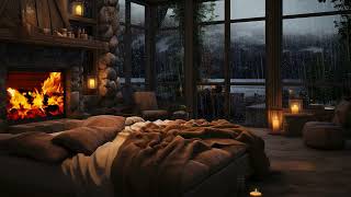 Cozy Room Ambience | Cabin Ambience with Rain Sounds & Fireplace for Focus, Deep Sleep, Relaxation