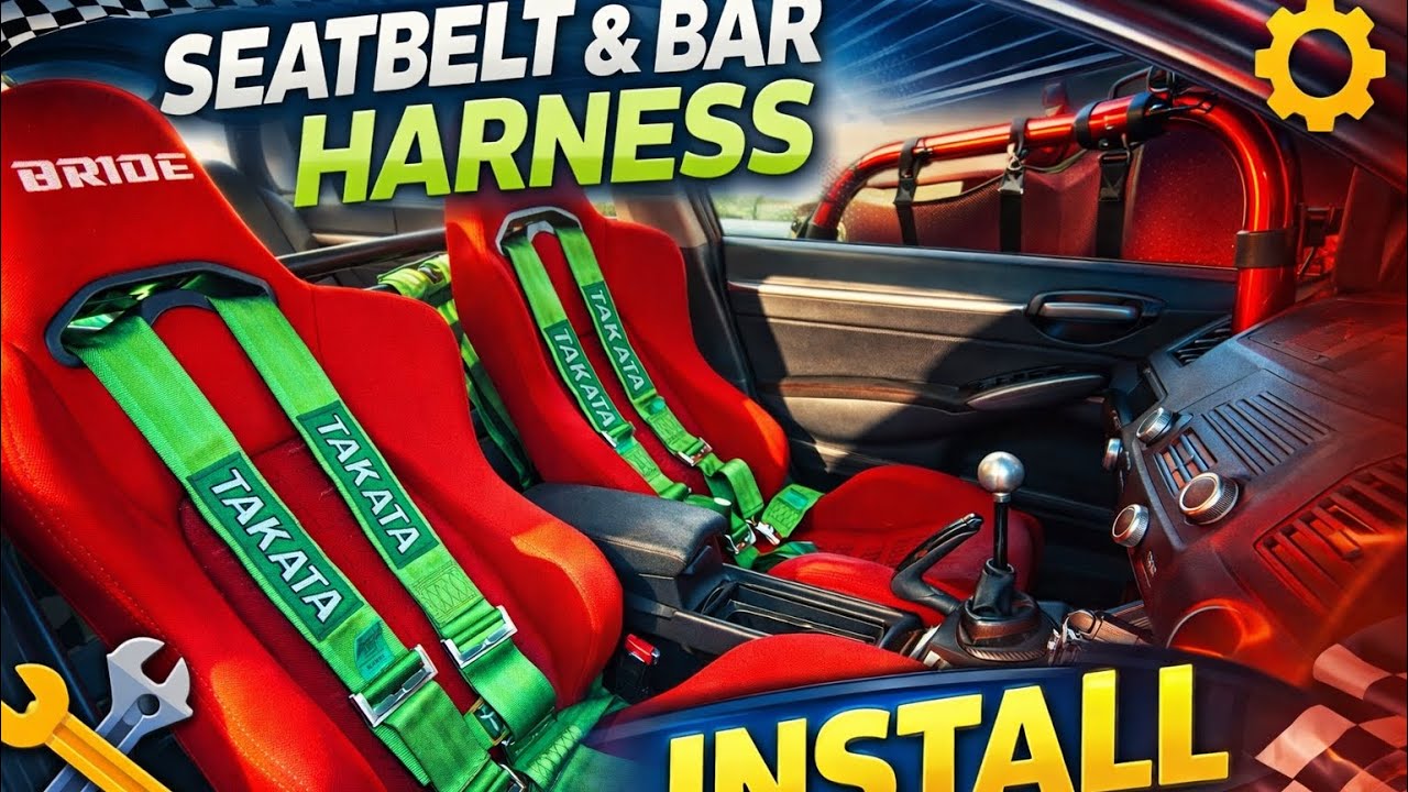 RACING SEATBELTS AND BAR HARNESS INSTALL ON MY CIVIC FA5