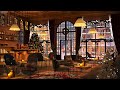 Christmas Music in the Coffee Shop Ambience | Smooth Christmas Jazz Music and Snowfall