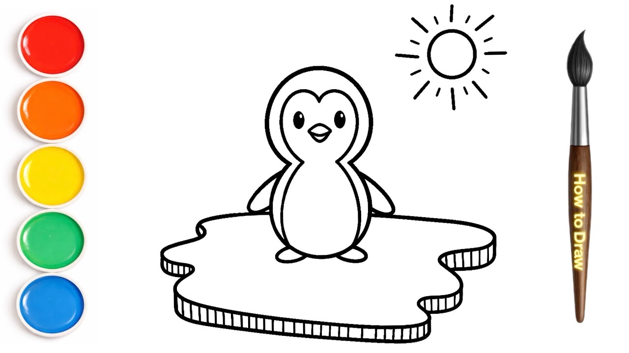 Drawing Little Penguin / How to Draw Penguin / Drawing Lesson for Kids ...