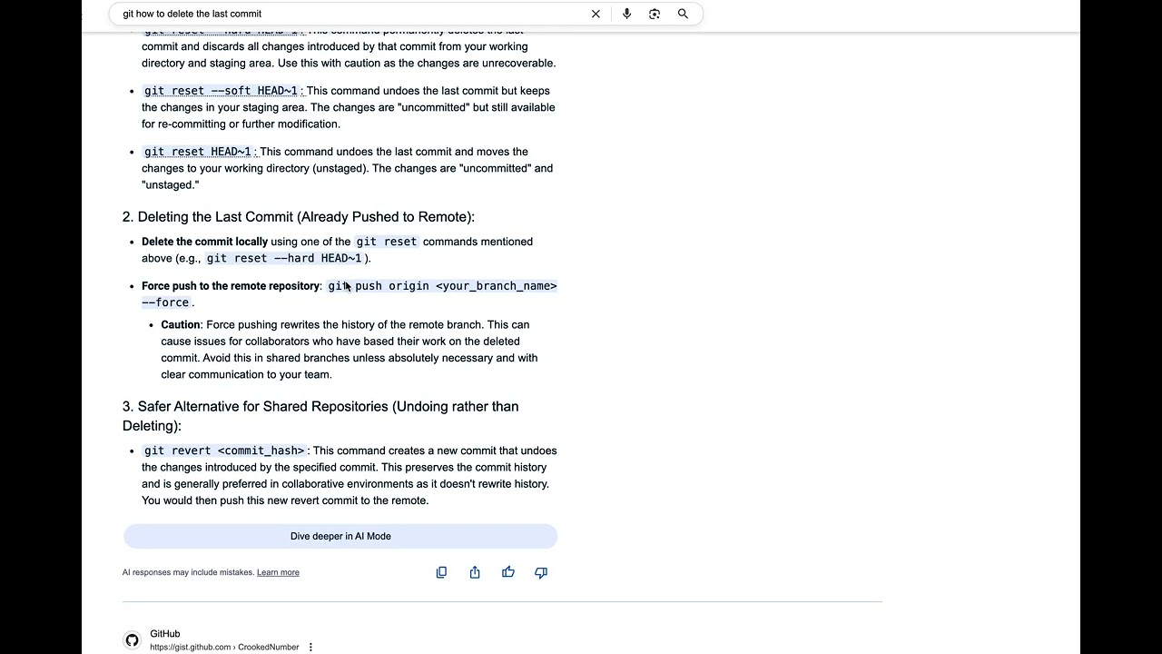 undo last git commit