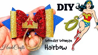 How to make Wonder Woman Hairbow DIY || Easy Tutorial || How to Make Chunky glitter hairbow