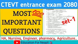 Ctevt entrance exam model questions 2080 l ctevt entrance preparation 2080 l ctevt model questions l