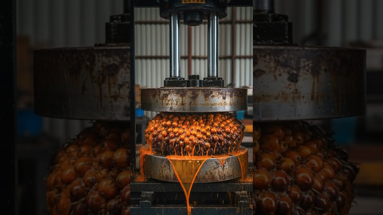 Hydraulic Press vs Palm Oil Fruit: Satisfying Crushing & Extraction! 🥥💥