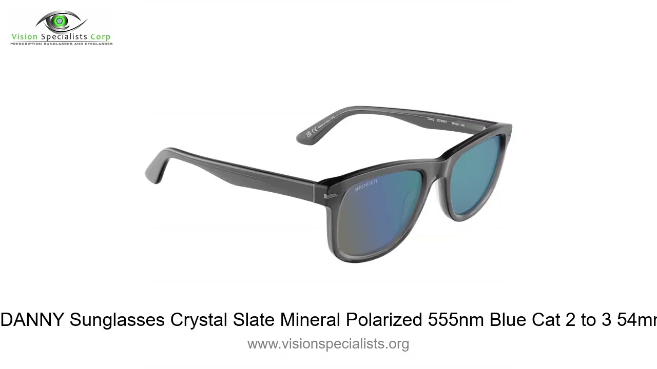 Serengeti DANNY Sunglasses Crystal Slate Mineral Polarized 555nm Blue Cat 2 to 3 54mm   5 0 0 7
