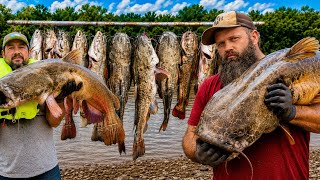 UNBELIEVABLE! Louisiana River Has GIANT Flathead Catfish | Bluegill-Baited Bank Poles Went INSANE!
