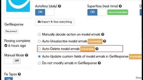 GetResponse email verification options