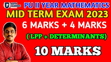 Linear Programming LPP 6 Marks + 4 Marks DETERMINANTS Important Questions 2023