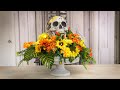 Day of the Dead flowers - a floral wreath &amp; a decorative skull!