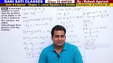 Class 10 Maths (Ex 3E Example 18) Linear Equation in 2 Variable (RS Aggarwal 2020)