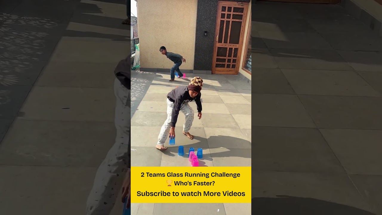 2 Teams Glass Running Challenge 🏆 Who’s Faster?