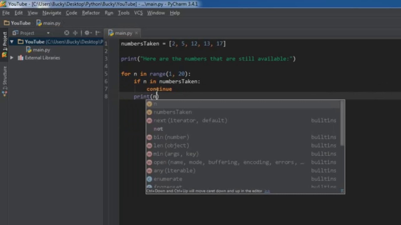 How to use continue keyword in python - YouTube