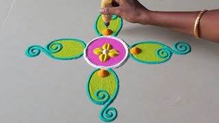 New rangoli design with colors | Dotskolam | trending | viralvideo | Indianart | Festivalspecial