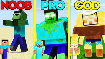 Minecraft Battle: NOOB vs PRO vs GOD: ZOMBIE MUTANT TURNING CHALLENGE / Animation