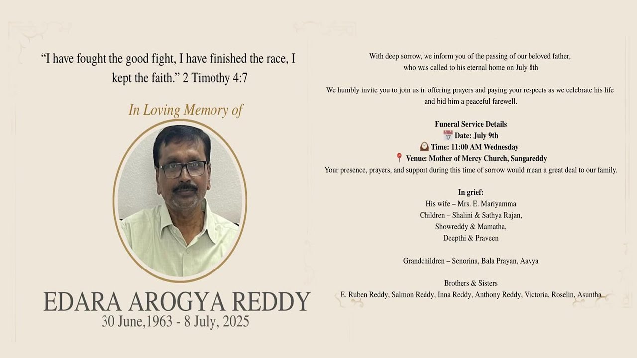 Funeral George Reddy Edara Arogya Reddy Funeral Live - YouTube
