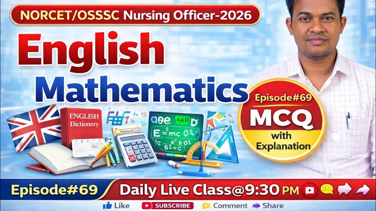 English & Mathematics MCQs for Nursing Officer Exam | Most Important Questions