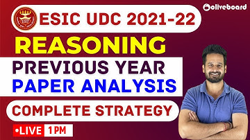 ESIC UDC Preparation 2021 | Reasoning Previous Year Paper Analysis | Complete Strategy for ESIC UDC