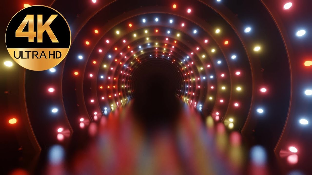 10 hour 4k TV VJ loop multi color Relaxing background Tunnel Video neon light tunnel, TV screensaver