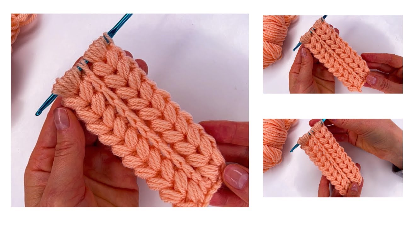 Crochet VIRAL stitch pattern - Tunisian Puff V- Stitch crochet tutorial ...