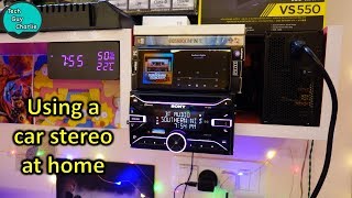 Using a car stereo, sub-woofer and speakers at home with a PC
