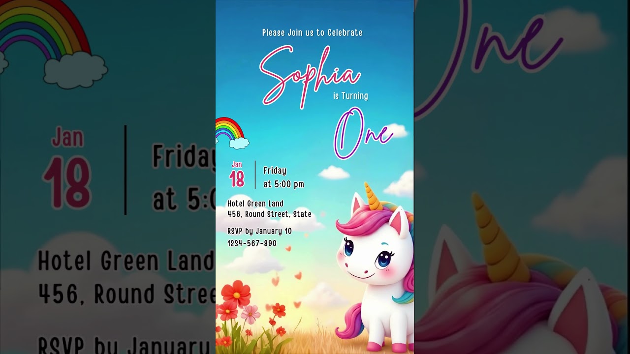 kids birthday video invitation template 