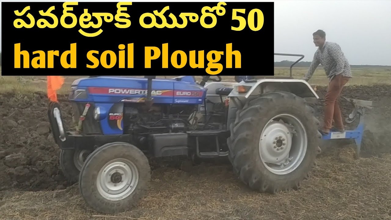 Powertrac Euro 50 2mb Reversebul Plough performance @ BVR Tractor videos