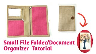 DIY Small #jute #file folder Making At Home/How To Stitch Documents #organizer In Simple way #sewing
