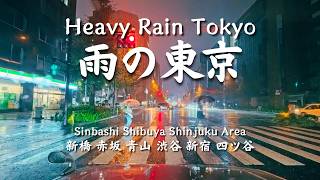 💤Heavy Rain Tokyo Night Drive | Shinbashi Shibuya Shinjuku |