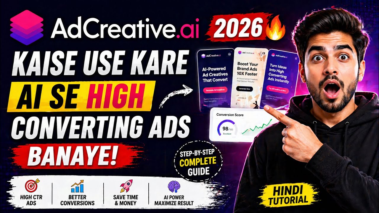 AdCreative.ai Kaise Use Kare 2026 🔥 | AI Se High Converting Ads Banaye (Step-by-Step Hindi)
