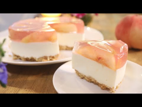 桃のレアチーズケーキの作り方・レシピ Non-Baked Cheesecake of Peach｜Coris cooking