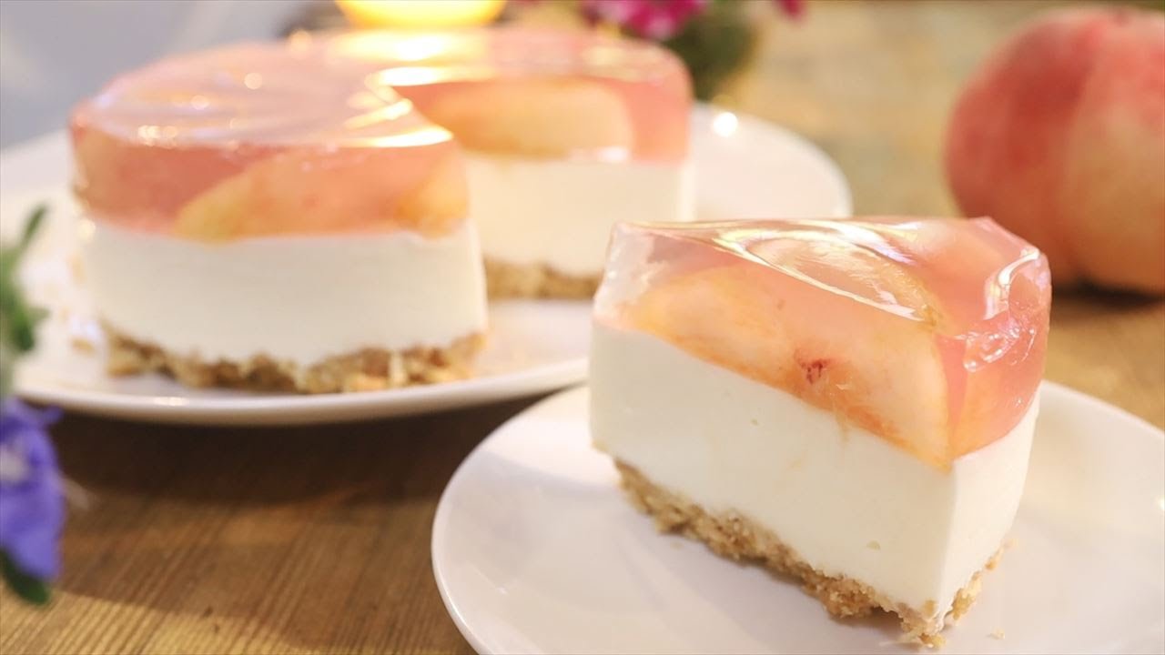 桃のレアチーズケーキの作り方 レシピ Non Baked Cheesecake Of Peach Coris Cooking Youtube