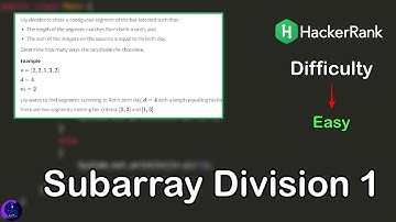 Subarray Division 1 Problem in Java | Hacker Rank Interview Preparation | 1 Month Preparation Kit.