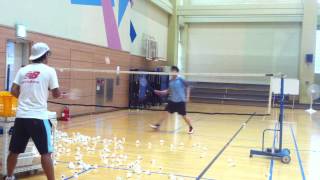 Badminton lesson 20150608(MON) - backhand push / push / forehand hairpin 1