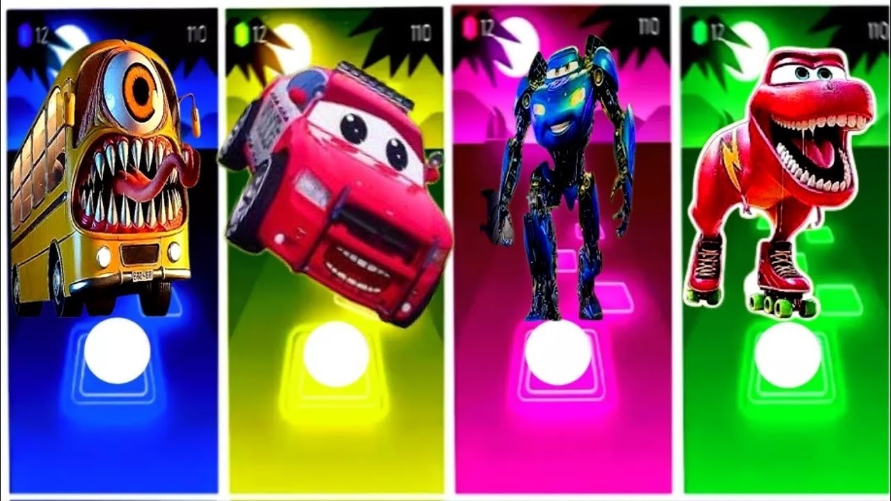 Bus Eater EXE 🆚 Minions Roaches 🆚 McQueen Dinosaur 🆚 McQueen Transformers-Tiles Hop EDM Rush🎶