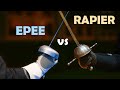 Italian rapier vs sports epee  hema vs sport fencing  weapon confrontations  part 1