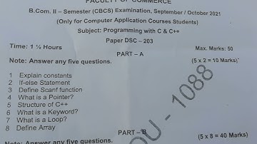 programming with c&c++ question paper 2021|B.com 2nd sem C&C++| question @DegreeYoutubechannel