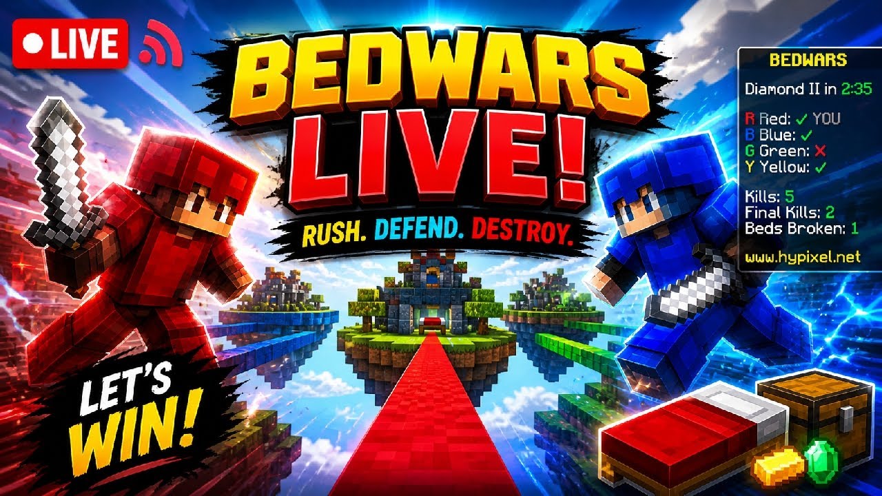 Ibedless 🔴 LIVE STREAM MINECRAFT BEDWARS PLAYING - YouTube