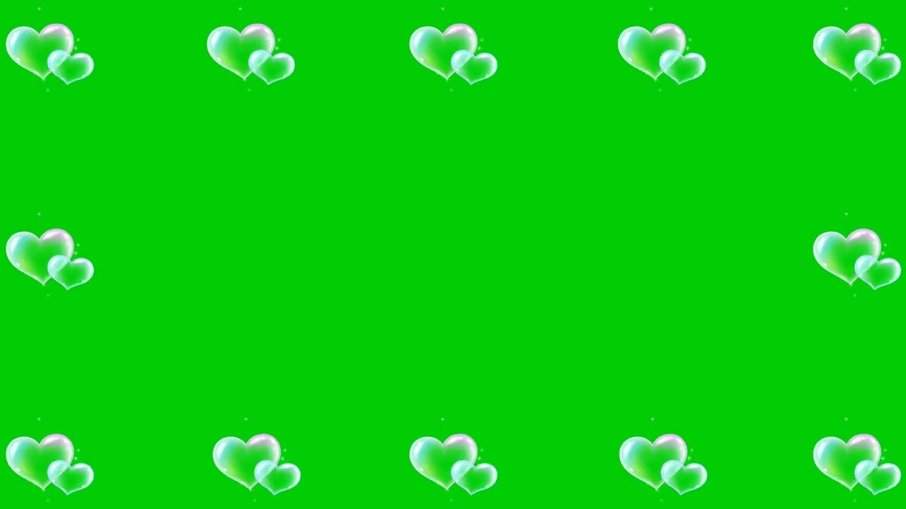 Animated 3D Double heart bubble border | No Copyright Green Screen effect 4K