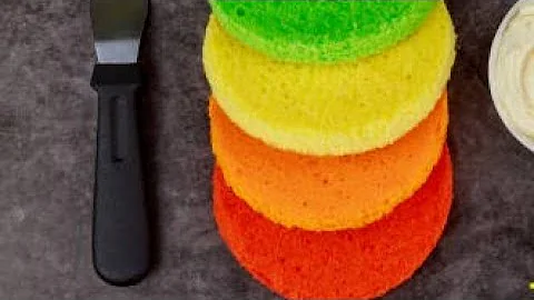 Rainbow Cake | Easy Rainbow Cake | layer cake recipe | How To Make Rainbow cake | Homemade cake