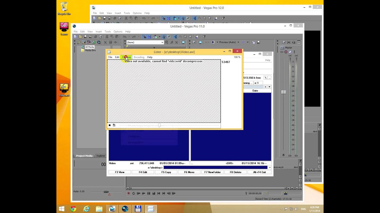 How to fix "None of the files dropped on Vegas Pro could be opened" error (XVID)