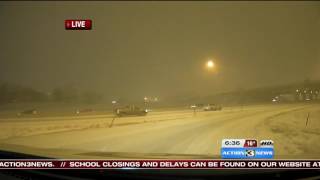 Snow affecting road conditions in the Metro