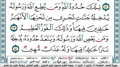 سورة النساء مكتوبة محمود خليل الحصري Surah Al Nesaa